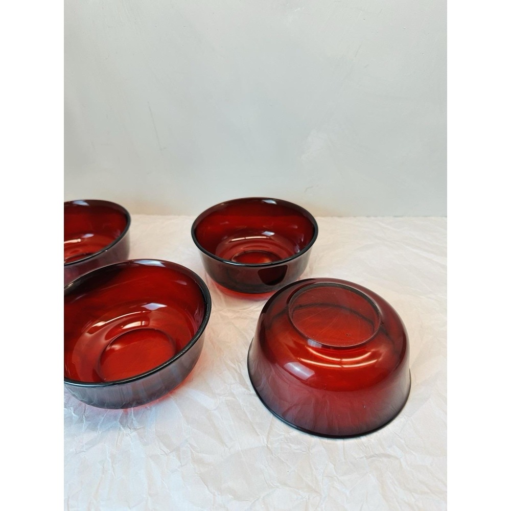 Luminarc Arcoroc France Ruby Red Salad Cereal Bowl Set of 4, 4.75" - Picture 8 of 9